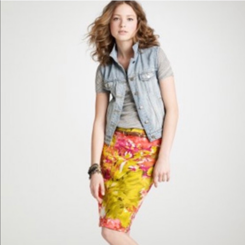 Jcrew Floral Pencil Skirt